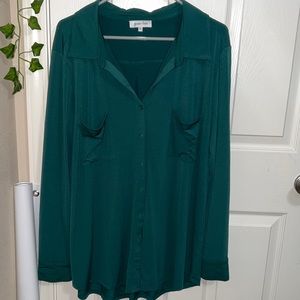 Green button up blouse